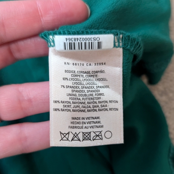 Maeve Anthropologie Cameron Striped Green Asymmetrical Dress Large - Picture 7 of 8